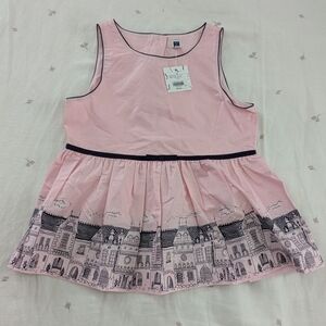 Janie and Jack pink French-style blouse with button down back